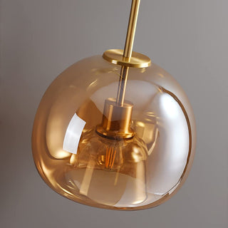Semi-flush retro copper ceiling lamp, glass bedroom design