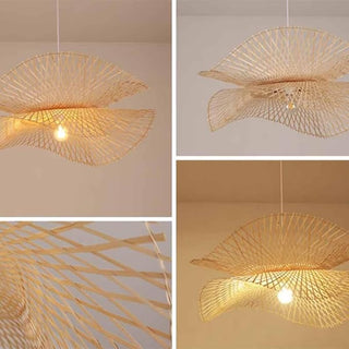 Woven Bamboo Pendant Light – Bohemian Pendant Light With Openwork Shade