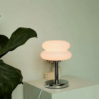 Round Nordic table lamp — metal glass LED warm glow