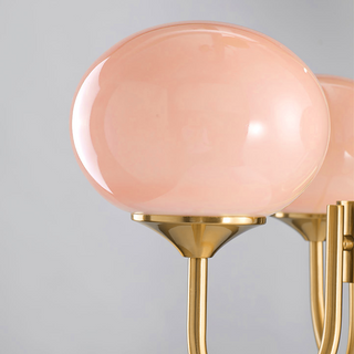 Pink chandelier modern glass bubble pendant ceiling close-up