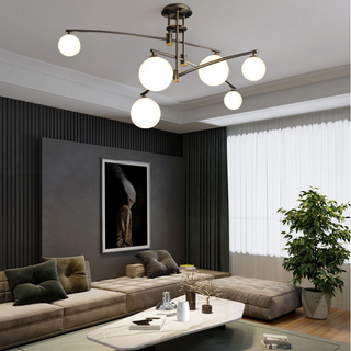 Contemporary Nordic white iron frame glass chandelier pendant