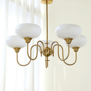Vintage glass persimmon chandelier mid century creamy pendant