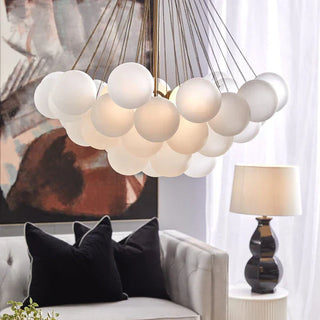 Hand frosted glass bubble chandelier soft light ceiling fixture