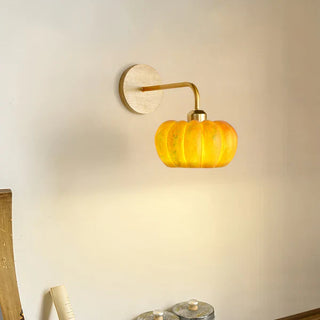 Pumpkin-shaped resin wall sconce — soft diffused ambient light