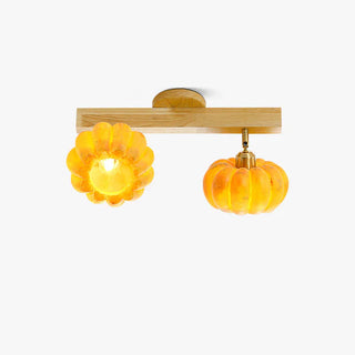 Yellow pumpkin ceiling lamp resin wood – eco multi-head