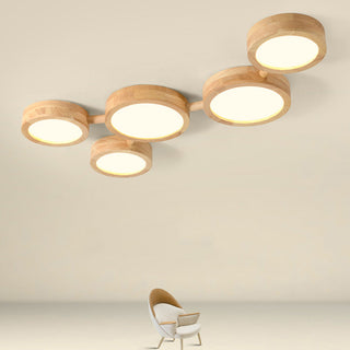 Retro Wood Ceiling Light - Multi Head Ceiling Light with Warm Ambient LED