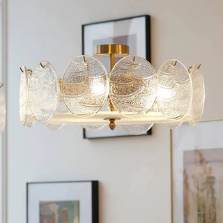 Modern retro glass ceiling lamp – gold decorative close-up