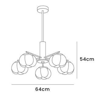 Cream cotton ball wooden chandelier ceiling fixture detail