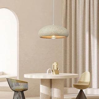 Stone beige pendant light for dining room — modern adjustable hanging lamp