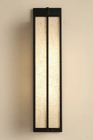 Linen Wall Light – Chinese Style Iron Wall Lamp with Linen Fabric Shade & Black Metal Frame