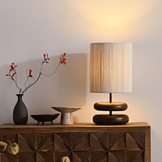 Wood wave desk lamp front — organic contemporary design