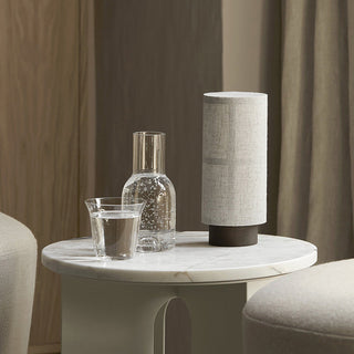Cylinder lamp natural fiber — elegant warm ambient side angle