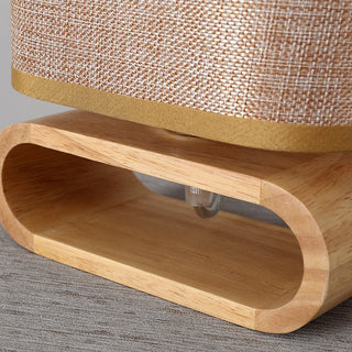 Classic linen shade lamp — premium wooden base warm glow