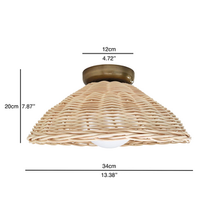 Rustic rattan bamboo wall lamp in living room — globe sconce
