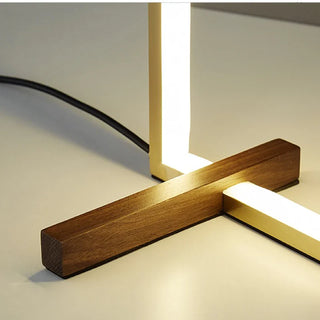 Walnut copper desk lamp — minimalist square LED setting