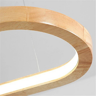 Natural Wood Pendant Light – LED Warm Ambiance Lighting for Dining Room