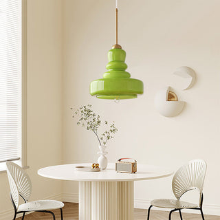 Gourd-shaped pendant — Bauhaus colorful glass and brass