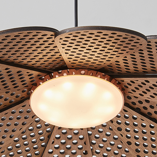 LED Rattan Pendant Light – Adjustable Boho Wooden Ceiling Lamp for Living Room