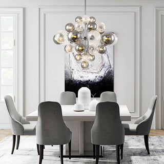 Bubble glass cluster chandelier wide — modern designer round pendant