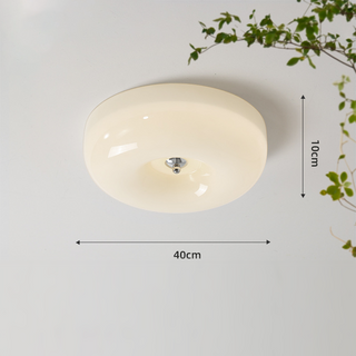 Cream Ceiling Lamp – Round Glass Light with Soft Warm Glow for Bedroom