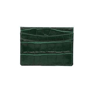 crocodile card holder haven italian leather wallet embossed green pattern front view