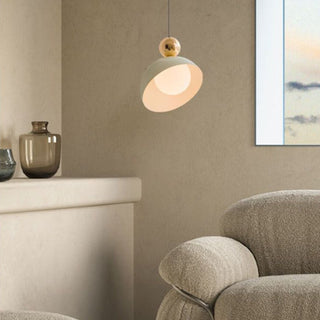 Metal glass eco pendant from below — modern LED hanging light