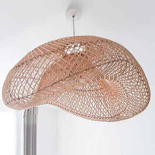 Bauhaus rattan cloud pendant hanging in living room ceiling