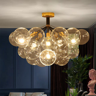 Semi-flush bubble ceiling lamp glass – modern dining room