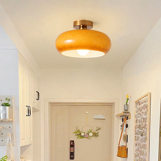Vintage Glass Ceiling Light – Round Amber Pendant with Adjustable Hanging