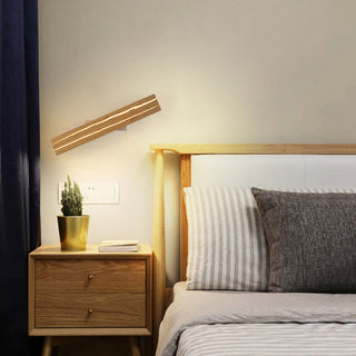Solid wood modern LED rectangular wall sconce — fixture