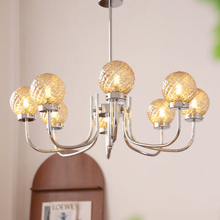 Glass Ball Chandelier – Modern Iron & Glass Fixture | Luxury Bedroom Lighting