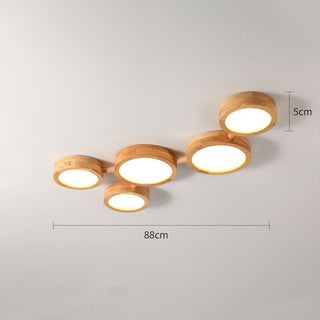 LED wood retro ceiling fixture – multi head warm ambient