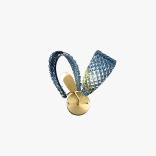 Blue glass wall light copper frame — retro interior sconce