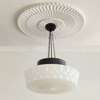 Vintage white round pendant with adjustable kitchen cord
