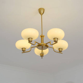Designer iron glass chandelier wide — medieval warm ambient ceiling