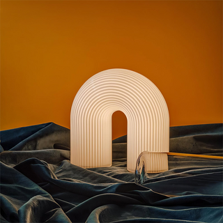 Modern arch white metal desk lamp — LED glass lampshade