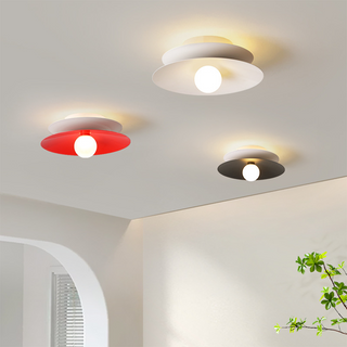 Flush mount LED ceiling light in hallway, clean minimalist design