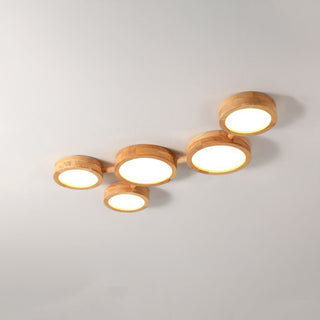 Retro Wood Ceiling Light - Multi Head Ceiling Light with Warm Ambient LED