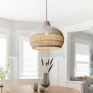 Rattan handwoven wicker pendant for kitchen island light
