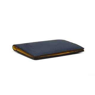 luxury leather wallet haven navy blue rfid blocking designer billfold card slots detail