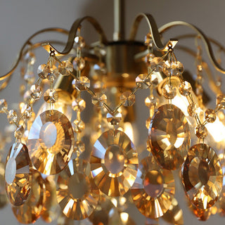 Crystal chandelier gold plated amber romantic French ceiling