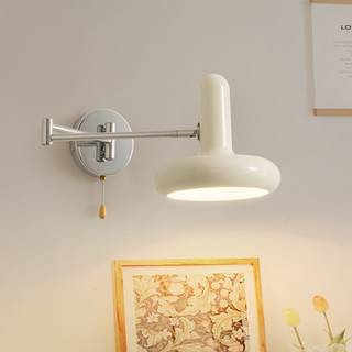 Retro adjustable metal swing arm white wall sconce — lamp