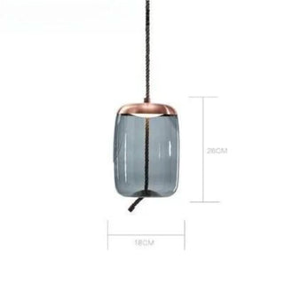 Adjustable Pendant Light – Designer Smoked Glass Lamp with Hemp Rope Accent