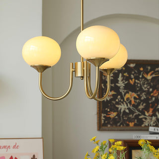 Contemporary pink glass chandelier bubble pendant close-up