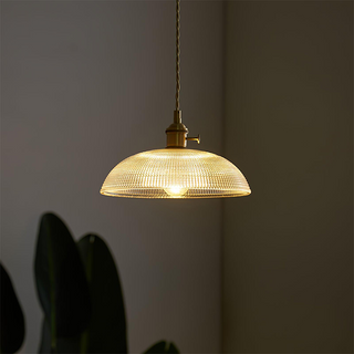 Vintage ribbed glass pendant for classic interior lighting