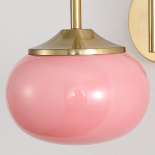 Pink glass modern gold wall sconce bedroom — lamp