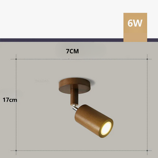 Wood Ceiling Light – Adjustable Surface Mounted Light with Directional Spot Lamp