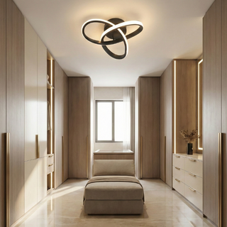 Contemporary Ceiling Light – Double Panel LED Fixture | Modern Curved Metal Lamp