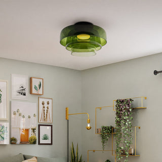 Plafonnier en verre multicouche - Lampe de plafond moderne pour salon avec abat-jour superposés