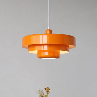 Rustic industrial pendant with round iron mid-century design